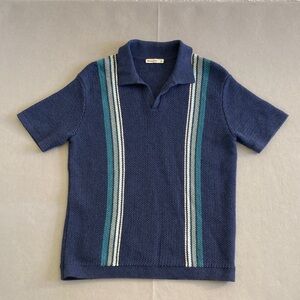 Marine Layer Vertical Stripe Blue Cotton Knit Sweater Shirt Men’s Medium